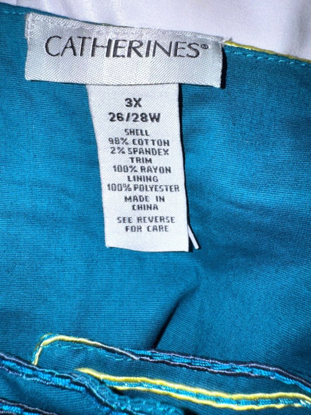 Catherines Womens 3X Blue Embroidered Cotton Blend Jacket Top With Abstract Desi - Picture 2 of 9
